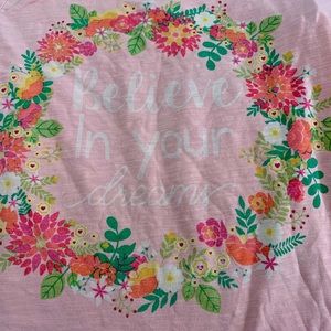 Matilda Jane short-sleeve tee, Size 8, pink and floral, “Believe in your Dreams”